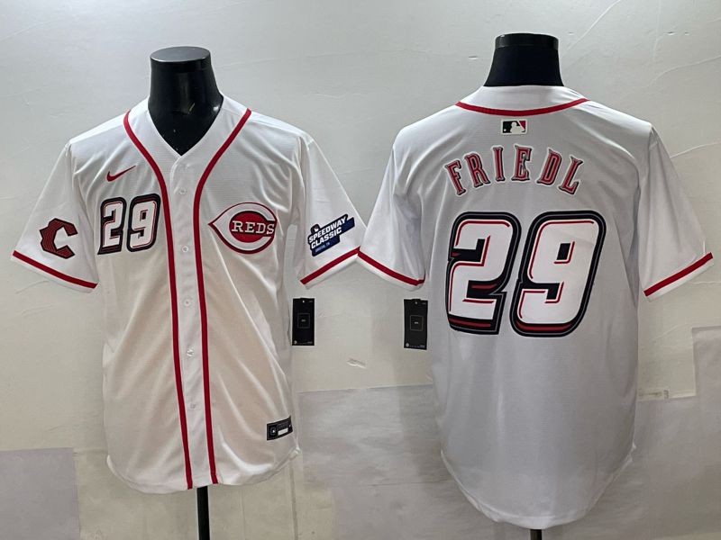 Men 2025 Cincinnati Reds #29 Friedl White Nike 2025 MLB Jersey 05